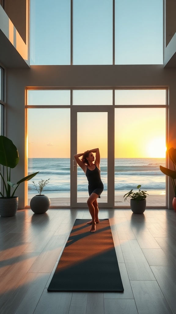 Surfer performing a Standing Forward Fold stretch, focusing on hamstrings and lower back.
