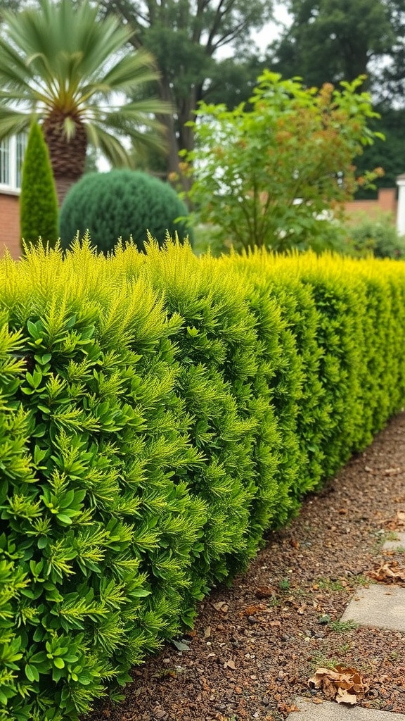 Vibrant fire-resistant hedges in a landscaped garden