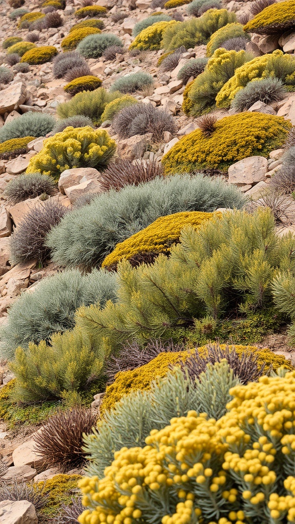 23 Stunning Evergreen Shrubs to Enhance Your Garden 17 A variety of hardy juniper shrubs on a rocky hillside.