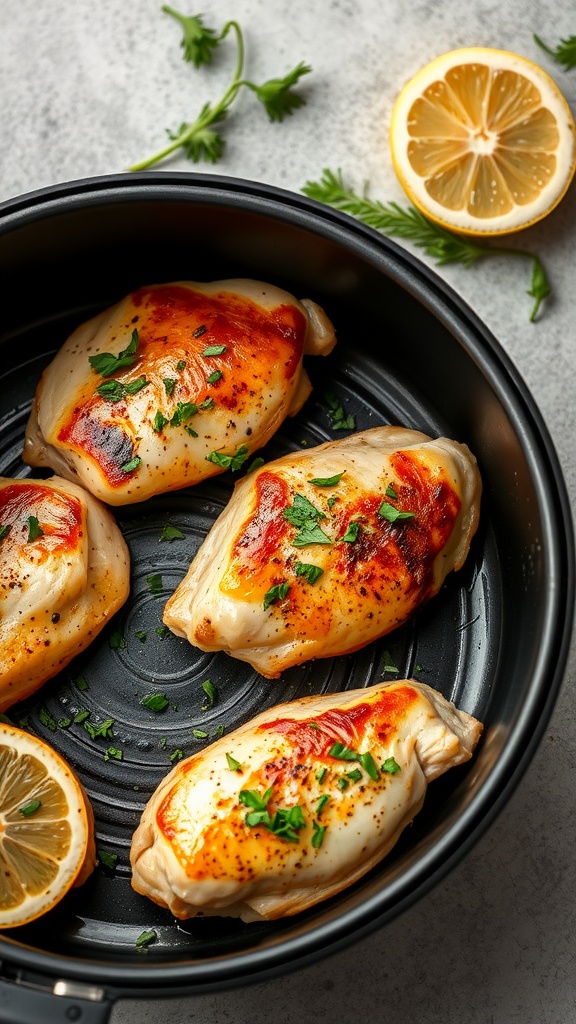 Juicy Air Fryer Lemon Garlic Chicken Breasts