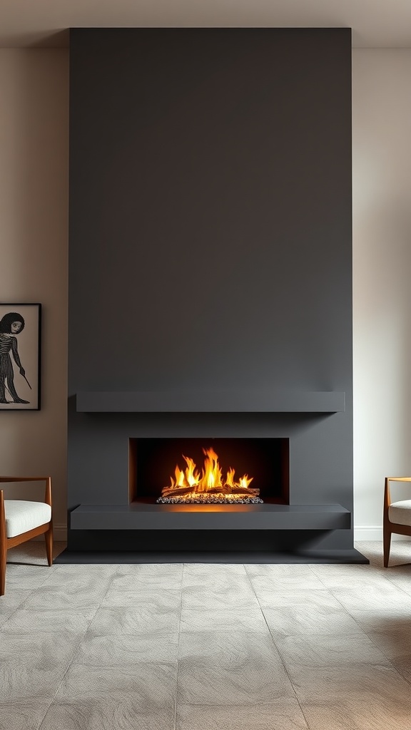 A modern gas fireplace that is multi-sided, featuring a linear design and surrounded by a minimalist aesthetic.
