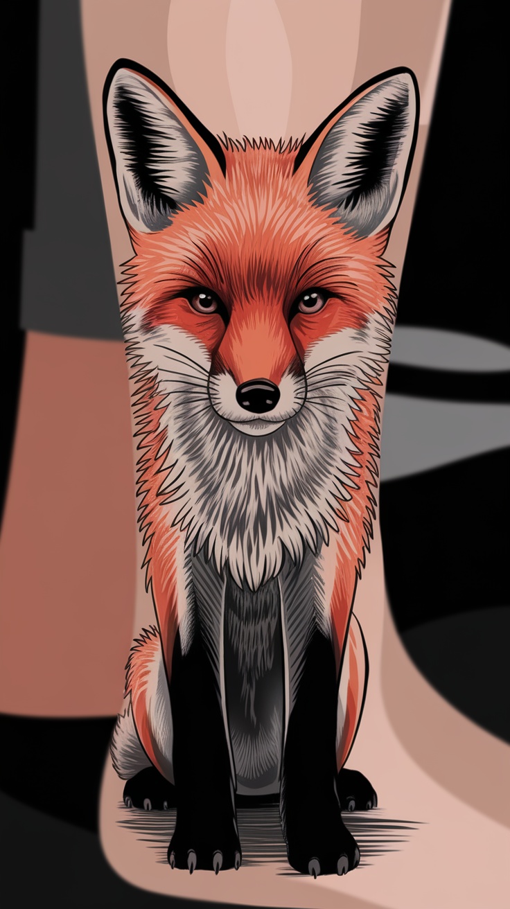 Tatuagem de raposa em estilo artístico