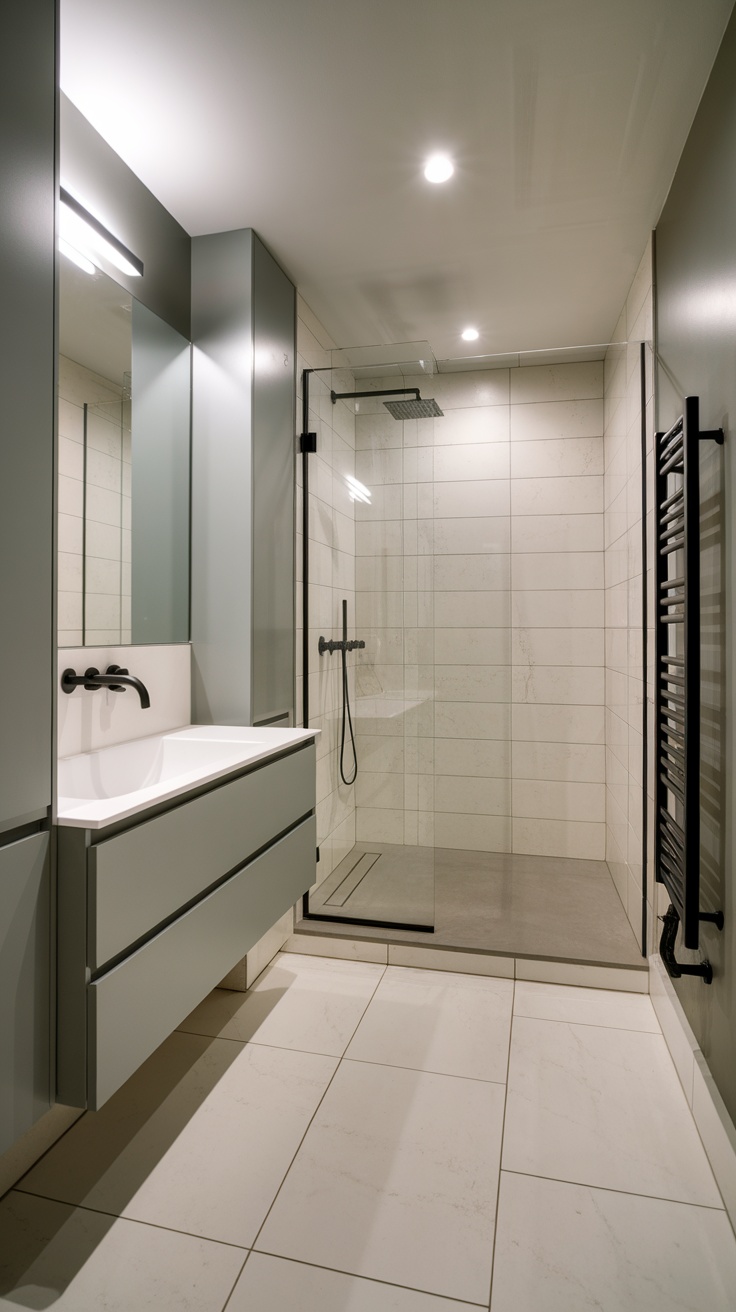 Modern bathroom with sleek fixtures and a minimalist design