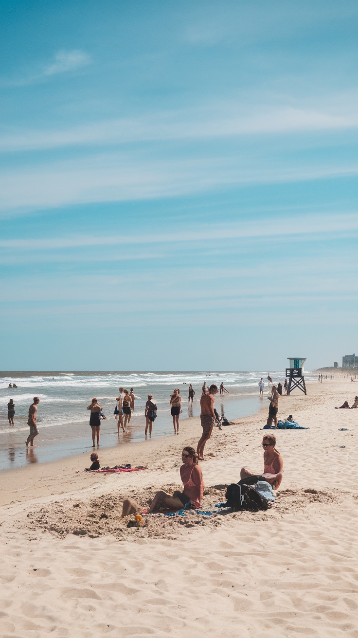 A busy beach in Zandvoort with people enjoying the sun and ocean