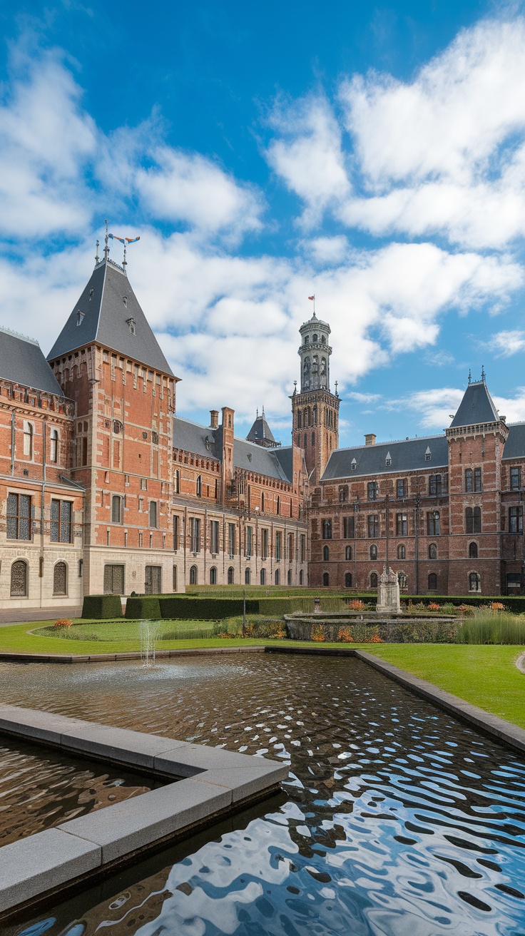 The Binnenhof complex in The Hague, featuring medieval architecture with a courtyard and fountain.