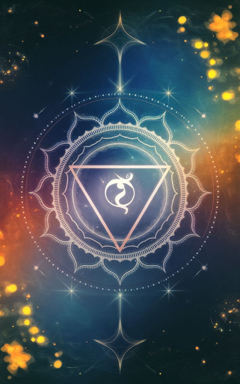 Illustration of the Third Eye Chakra with intricate designs and vibrant colors.