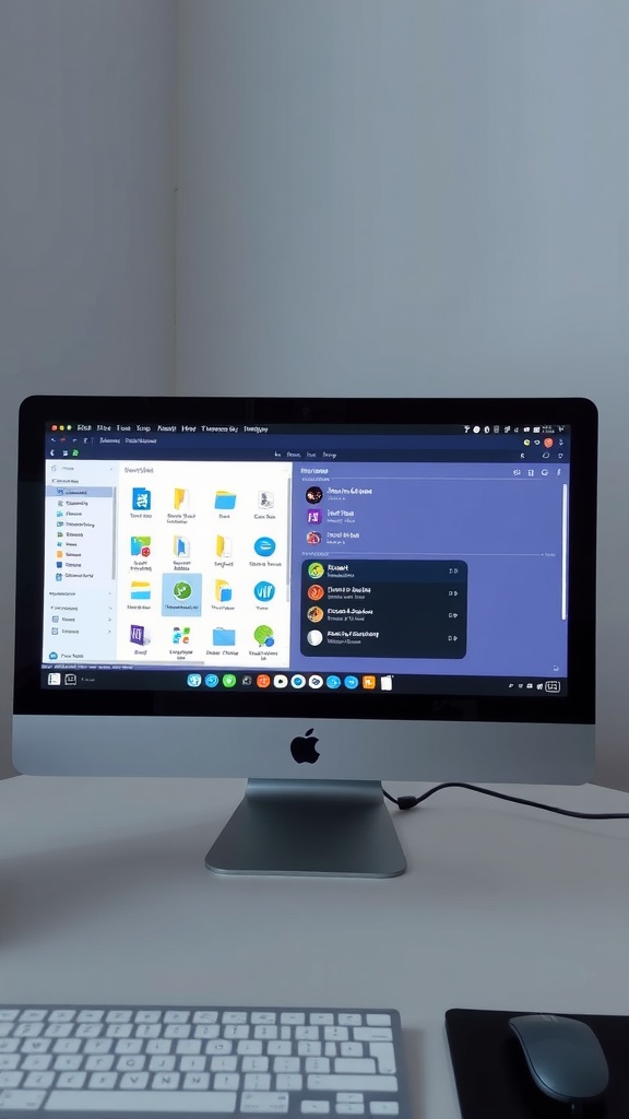 A clean computer desktop showing organized files and applications.