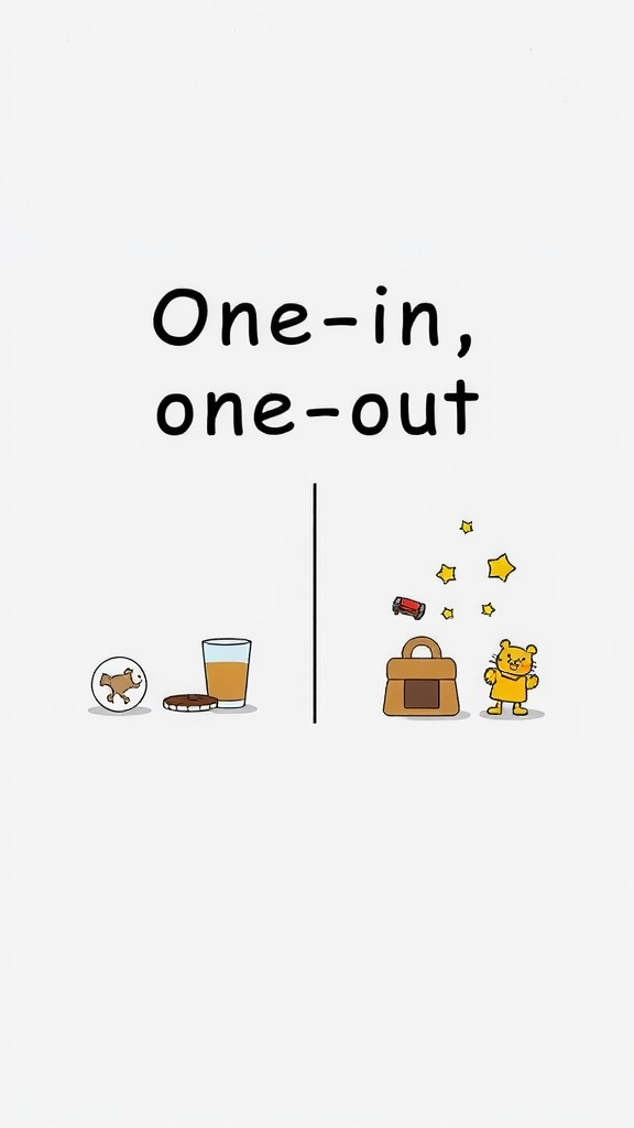 Illustration of the One-in, One-out rule with simple icons