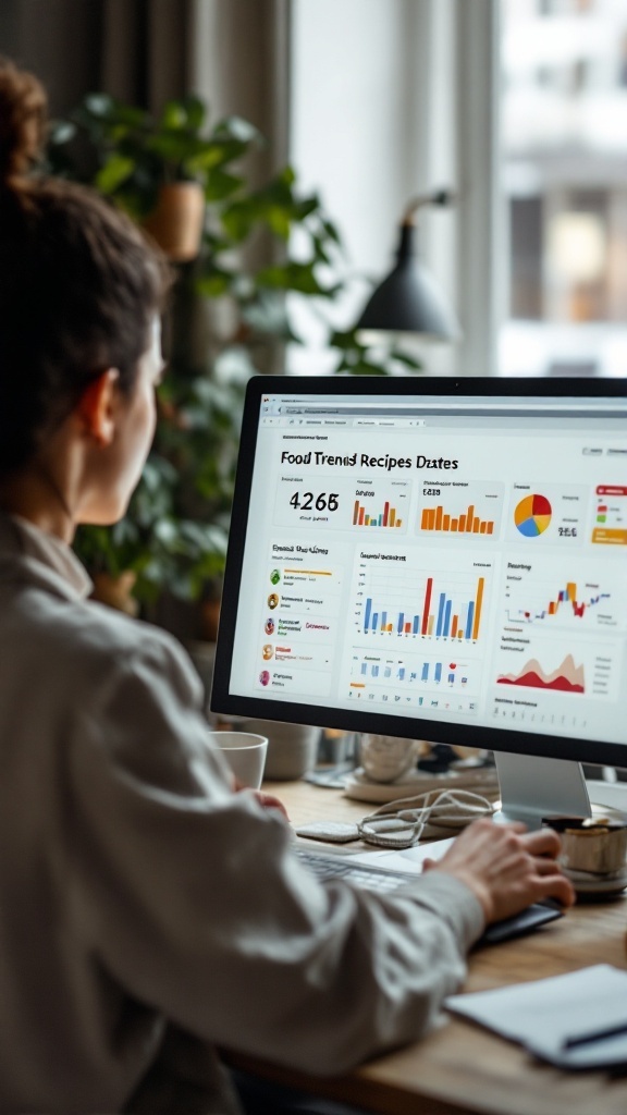 10 Ways AI is Transforming Recipe Creation for Perfect Meals 8 Person analyzing food trend data on a computer screen.