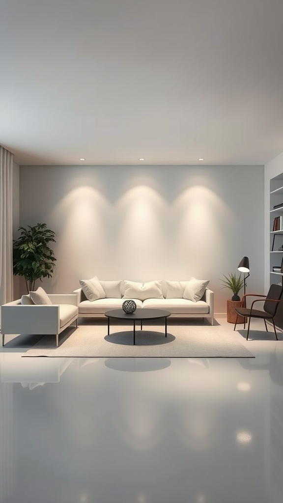 Minimalist living room with accent lighting