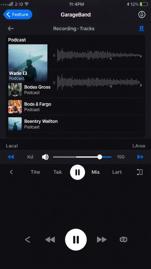 Screenshot of GarageBand interface for podcast production
