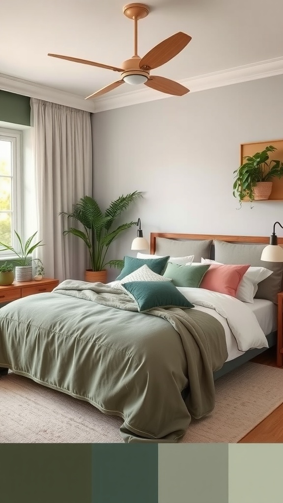 Dormitorio minimalista con colores tierra y decoraciones relajantes