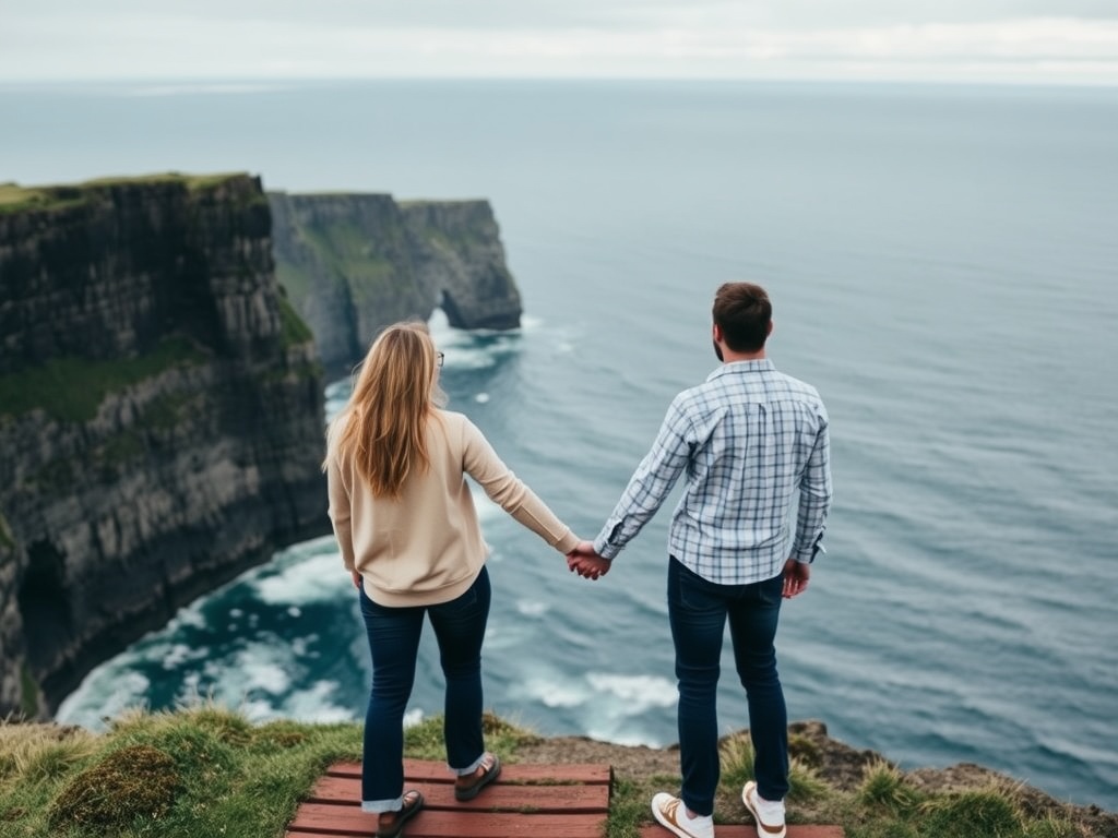 A bride at the Cliffs of Moher in Ireland.
