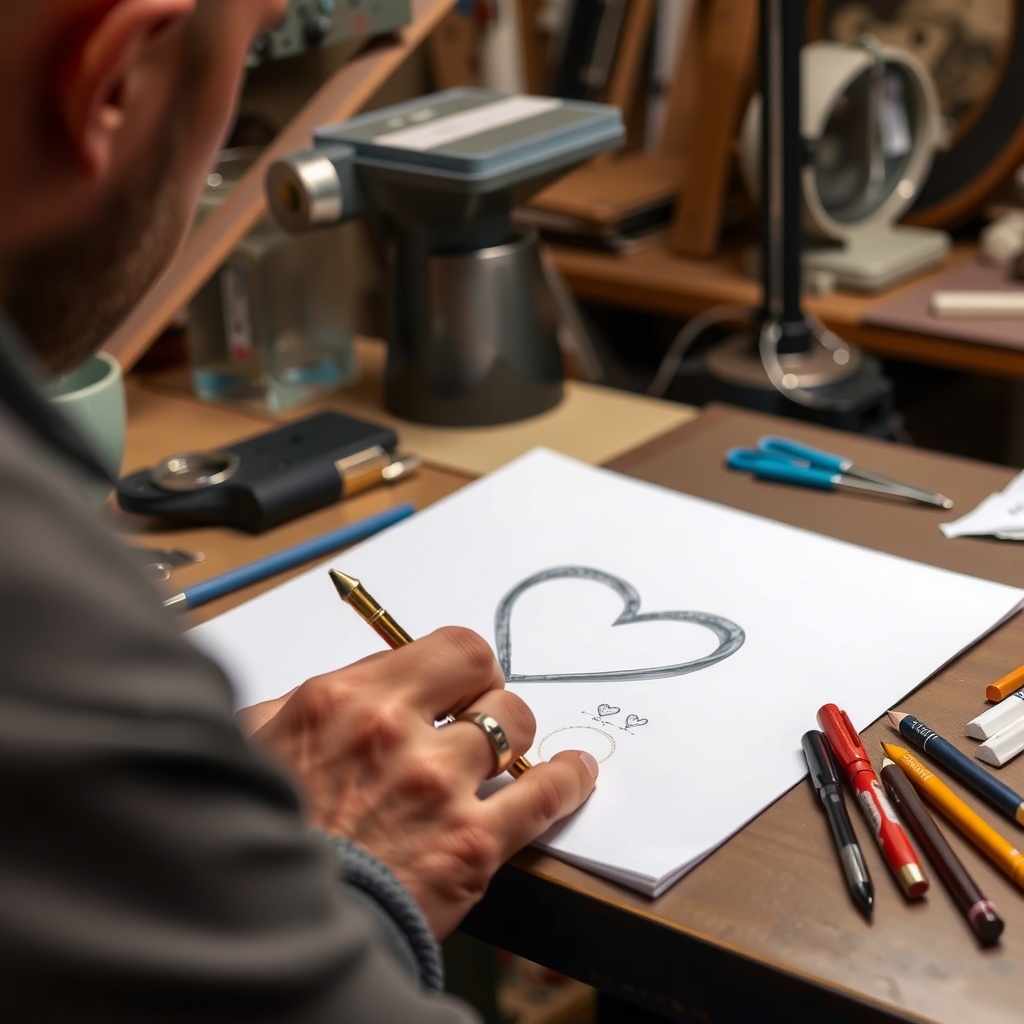 A design session for creating heart-shaped engagement rings.