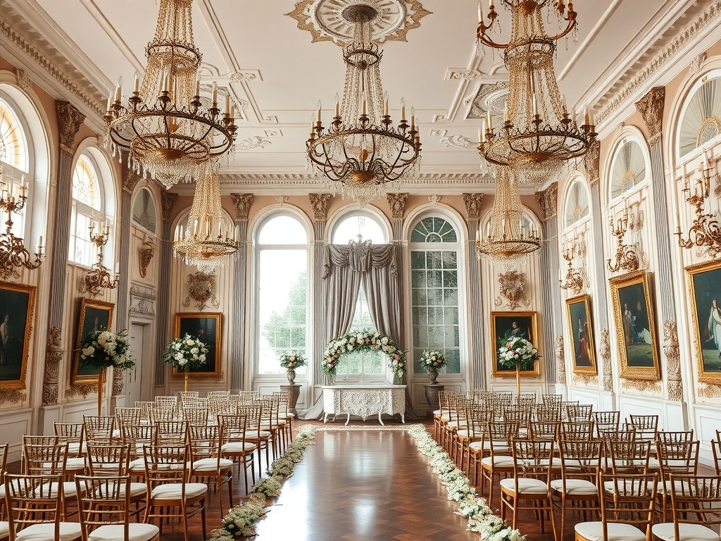 Interior of an elegant wedding venue in a palace in Vienna