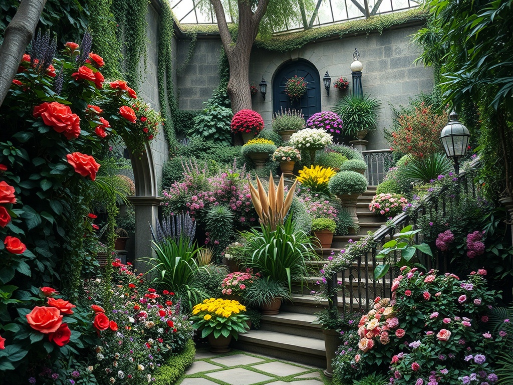 A beautiful botanical garden filled with colorful flowers and greenery, creating a romantic setting for weddings.