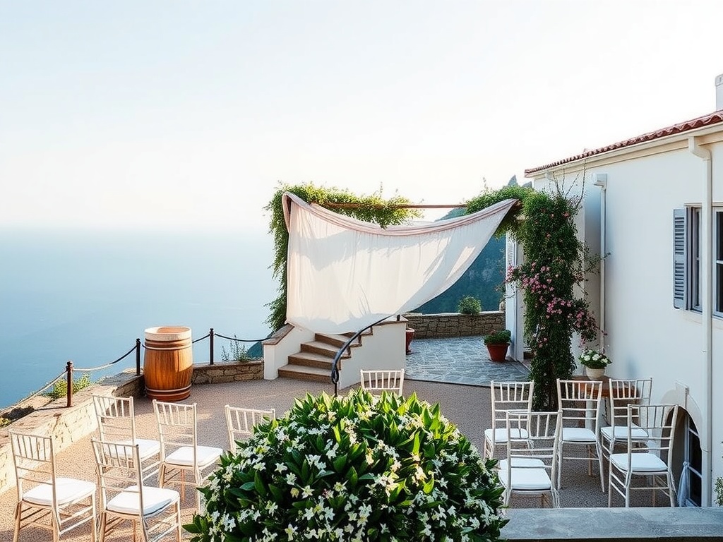 Seaside villa setup for a wedding on the Amalfi Coast