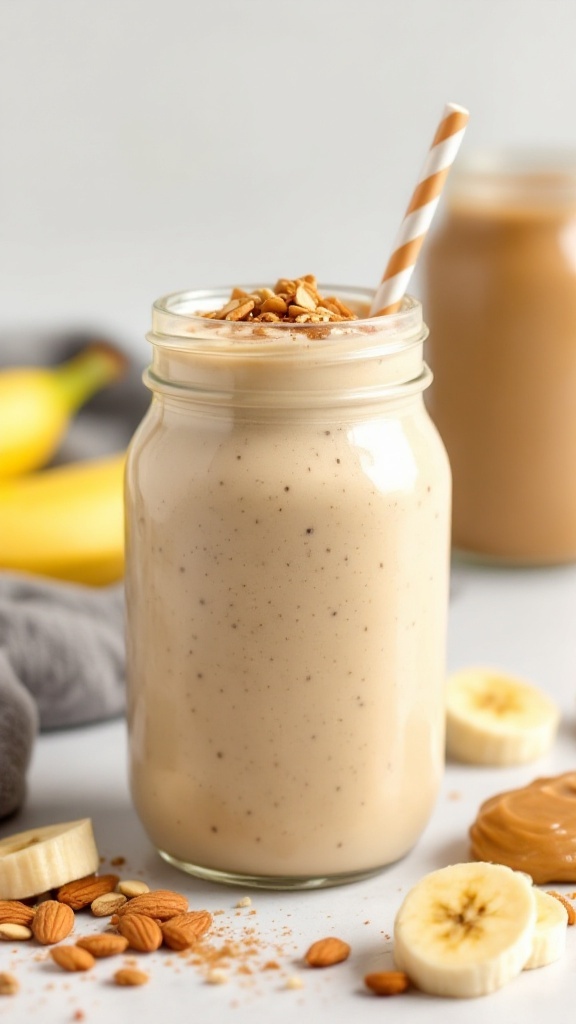 Banana Almond Butter Smoothie in a glass