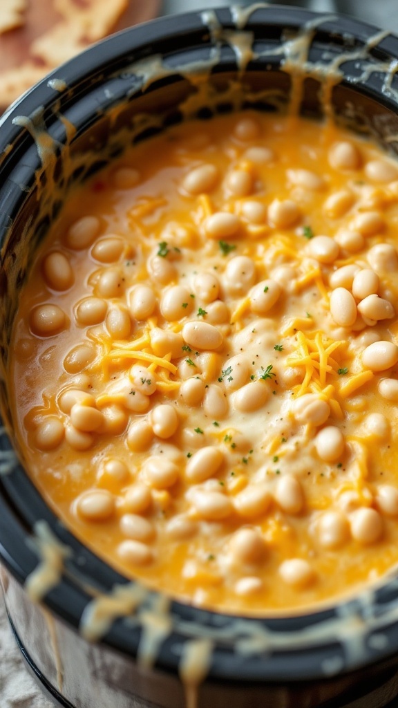 Cheesy Chicken Chili with White Beans in a crockpot