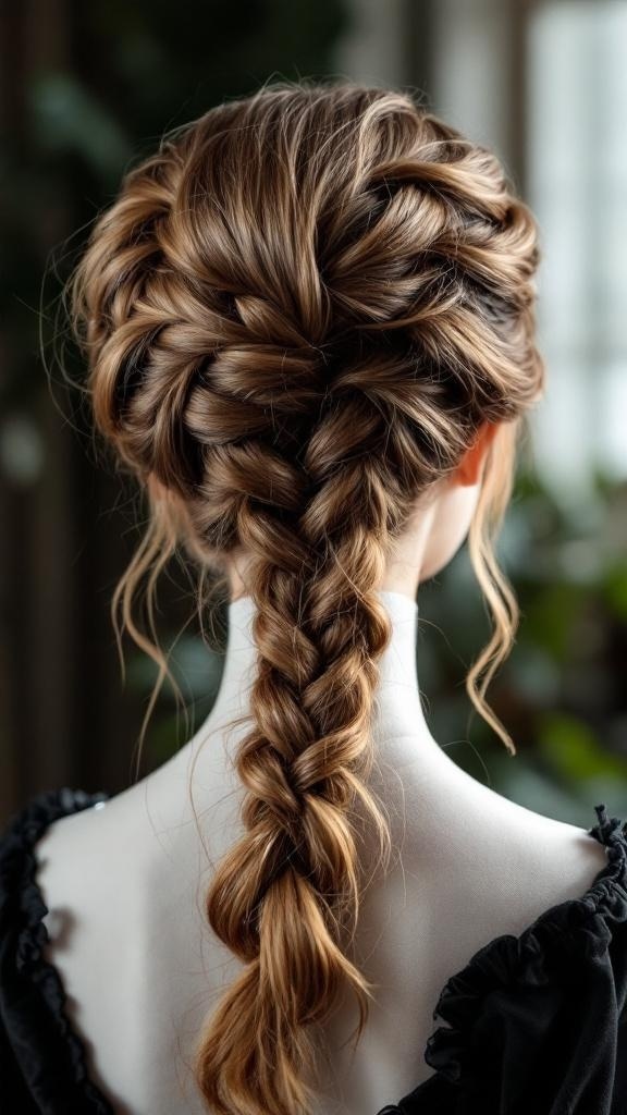 A classic French braid hairstyle showcasing a neat and elegant braid.