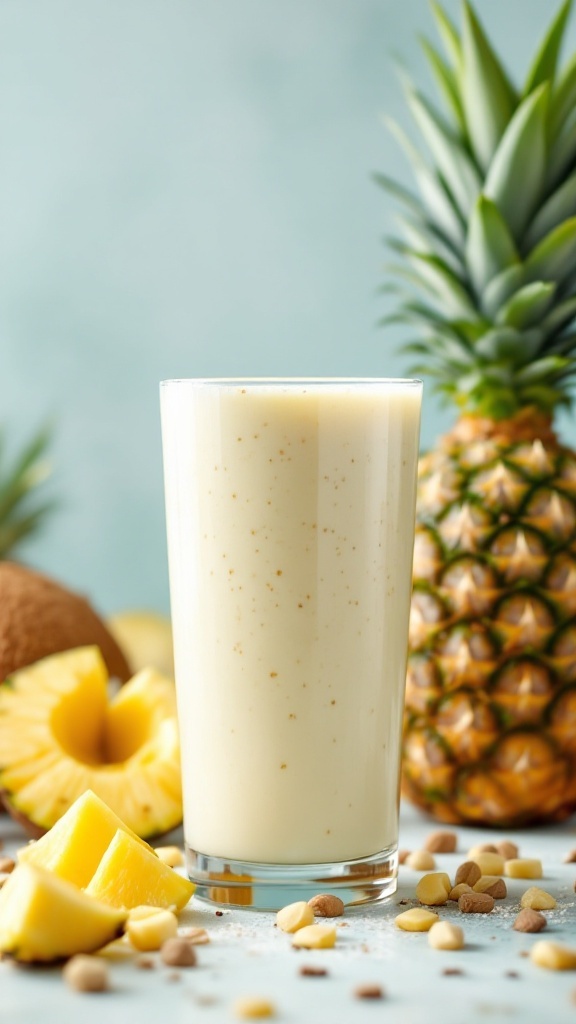 A refreshing coconut water and pineapple smoothie.