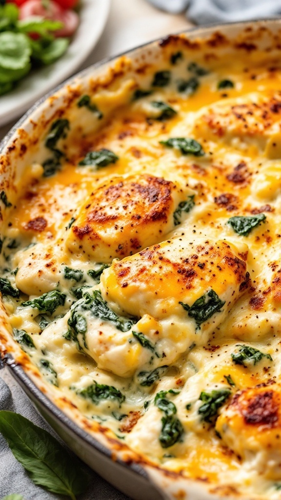 Creamy spinach chicken bake dish