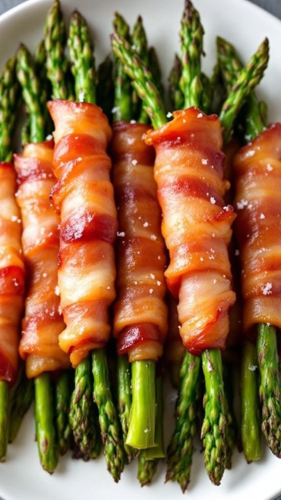 Bacon-wrapped asparagus on a plate