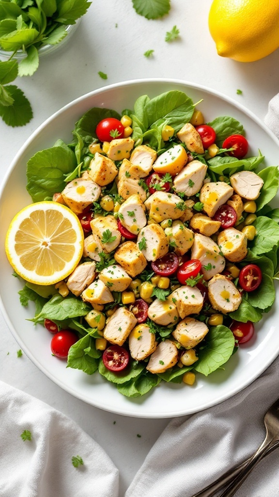 Herbed Chicken Salad with Lemon Vinaigrette on a plate