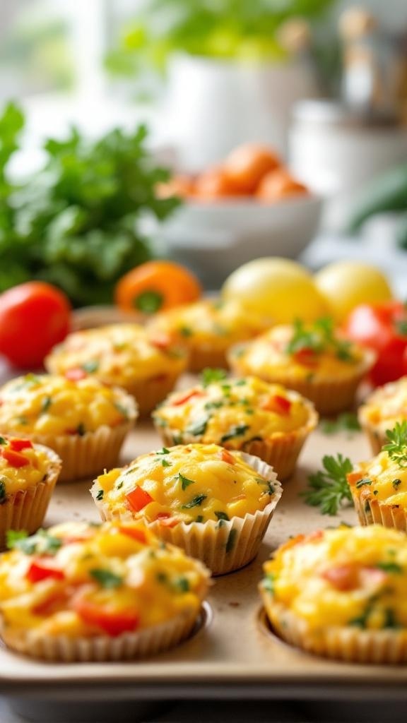 Nutritious egg muffins with veggies in a muffin tray