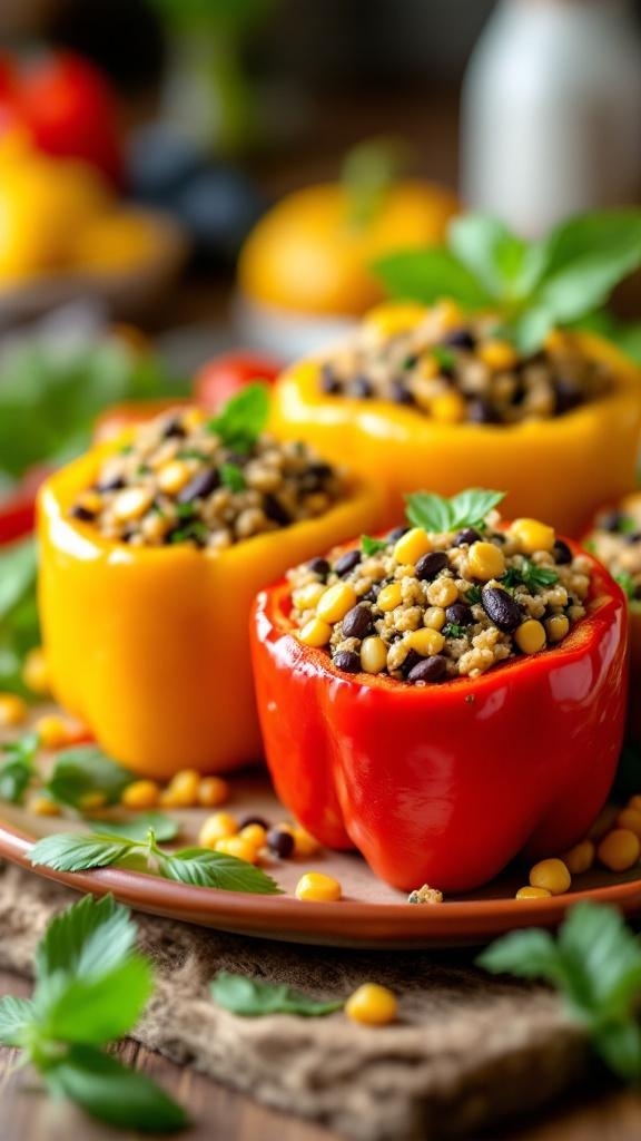 Nutritious Vegetable and Quinoa Stuffed Peppers in a crockpot