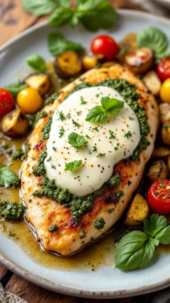 Pesto Chicken Bake with Mozzarella