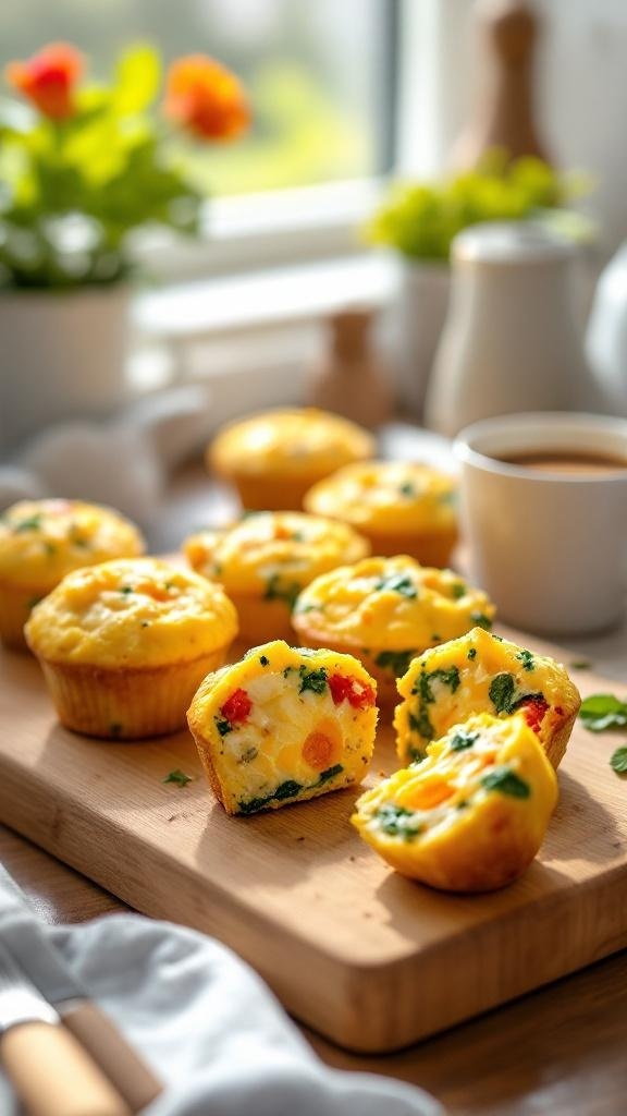 A plate of protein-packed egg muffins with spinach and bell peppers, perfect for a healthy breakfast.