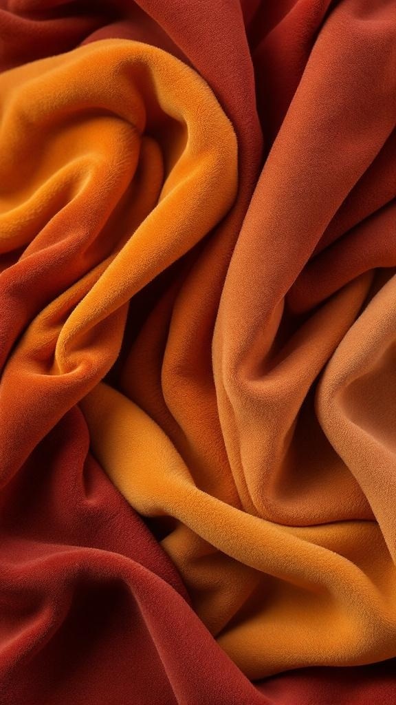 An image of rich, flowing fabrics in shades of red and orange, representing fall fashion.