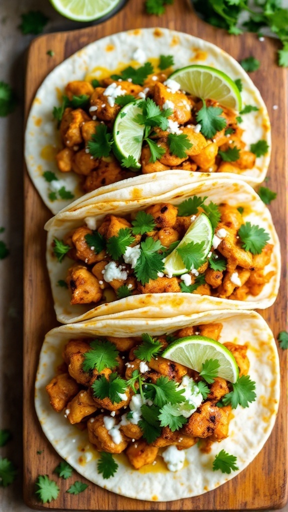 Delicious spicy cilantro lime chicken tacos