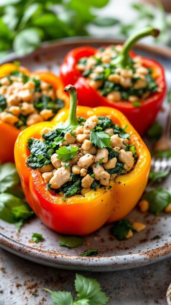 Turkey and Spinach Stuffed Peppers on a plate