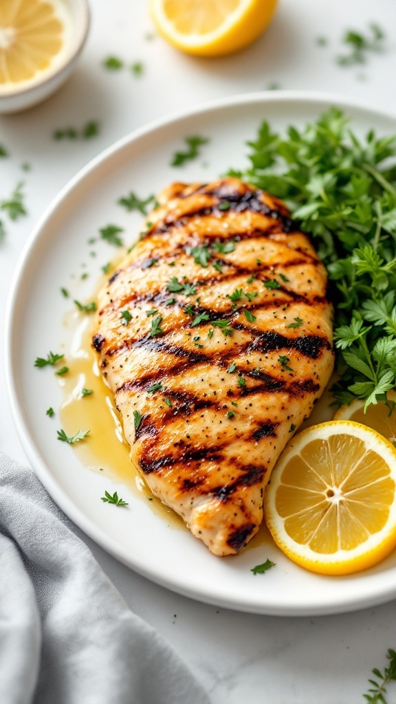 Grilled chicken with lemon and herbs