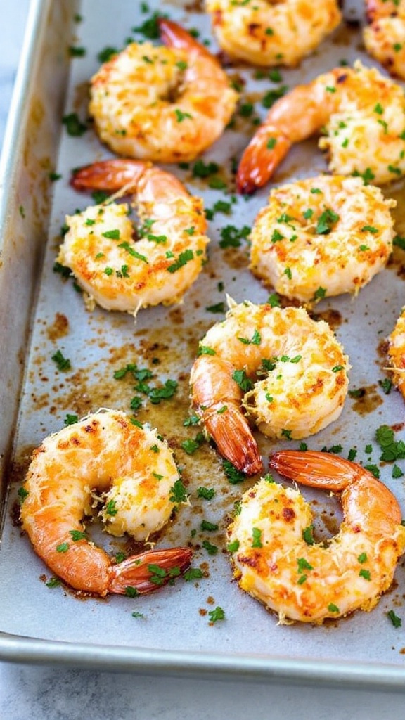 Baked shrimp with Parmesan crust and herbs