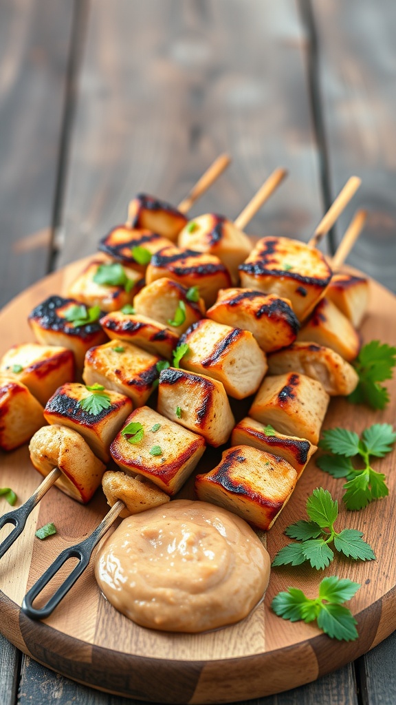 Italian Chicken Tenderloin Skewers with herbs and dipping sauce