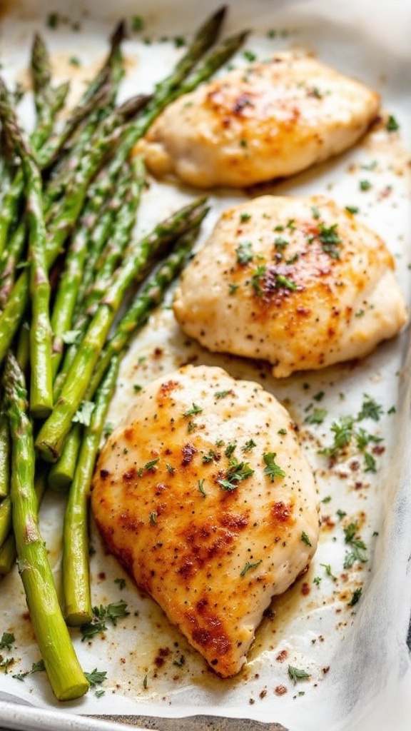 A delicious one-pan chicken and asparagus dish