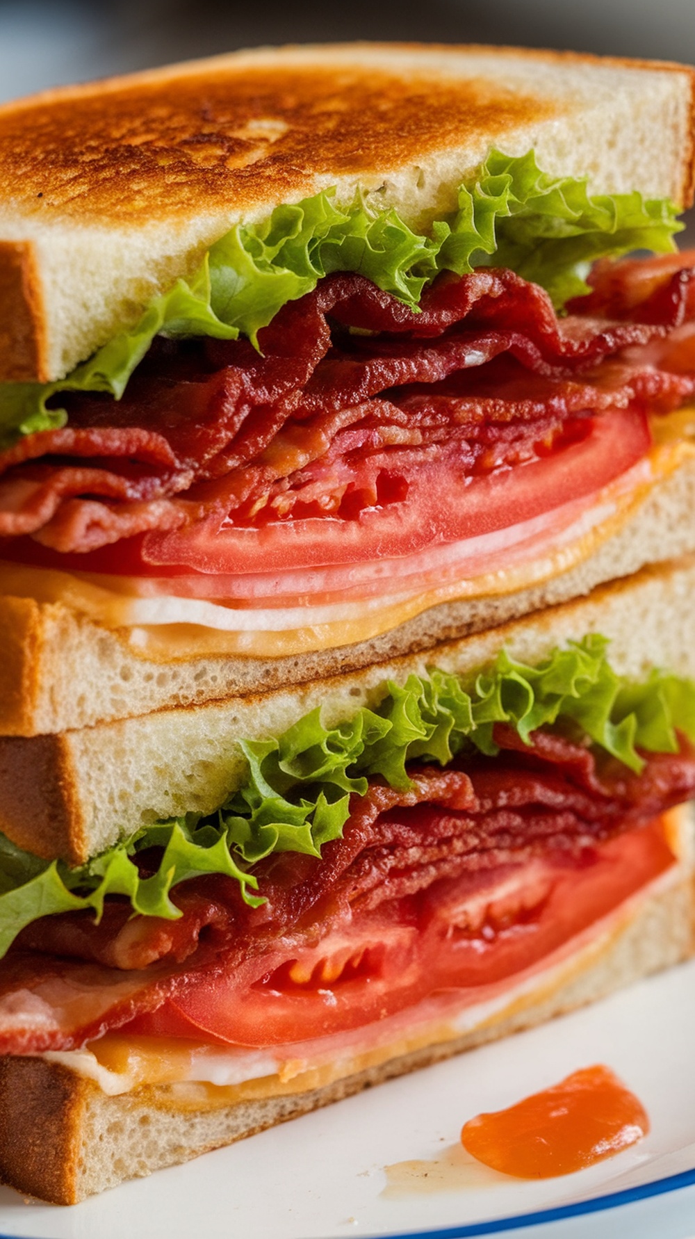 A classic BLT sandwich with crispy bacon, lettuce, and tomato on toasted bread.