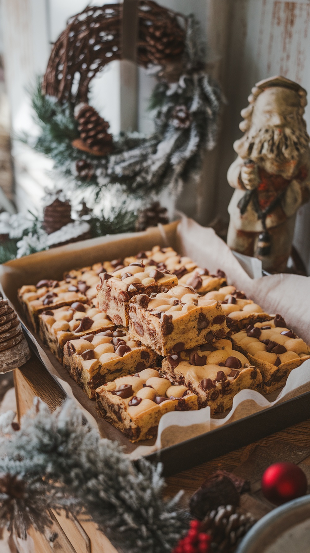 Delicious chocolate chip cookie bars cut into squares