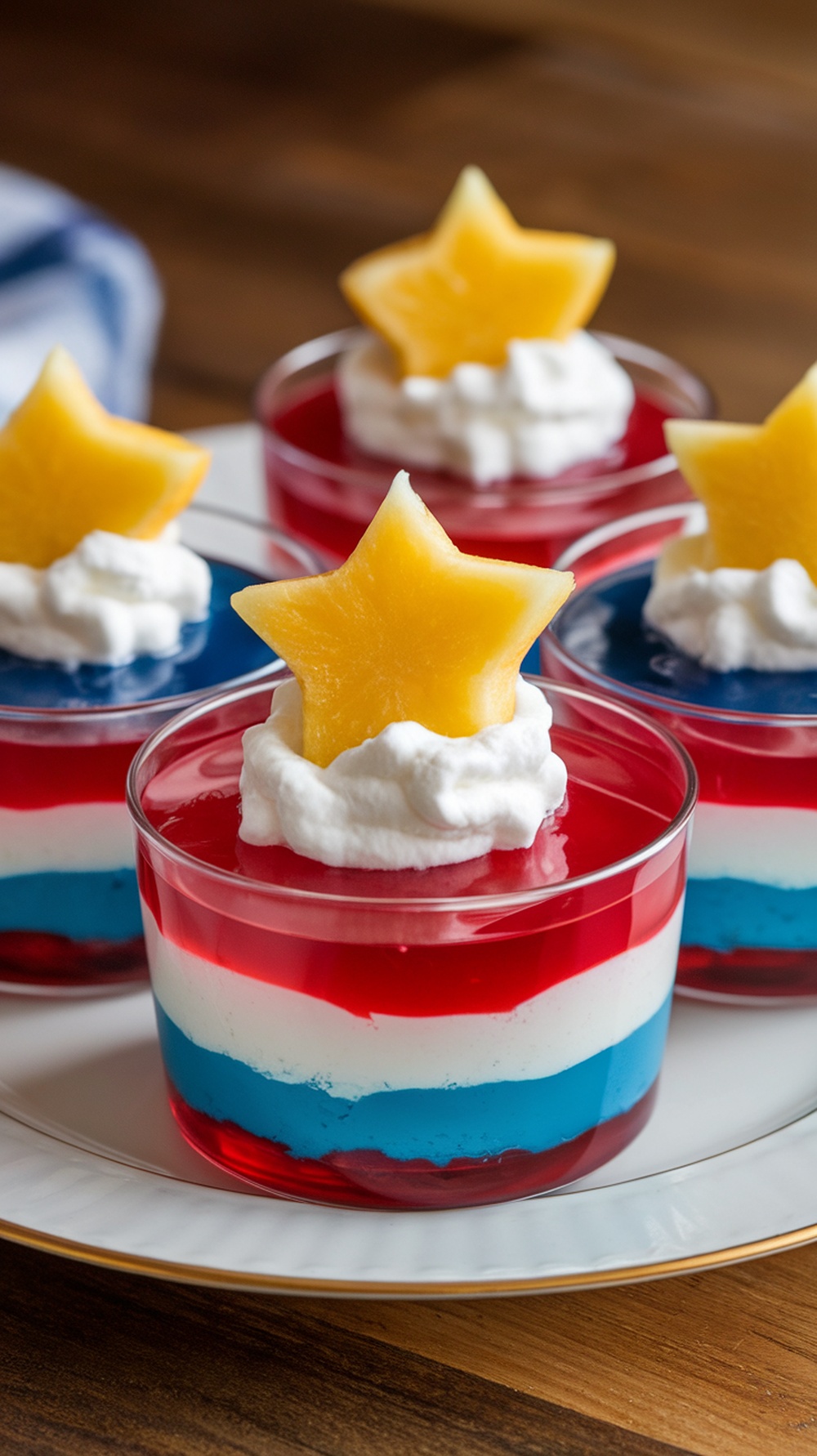Colorful layered jello cups for a festive dessert