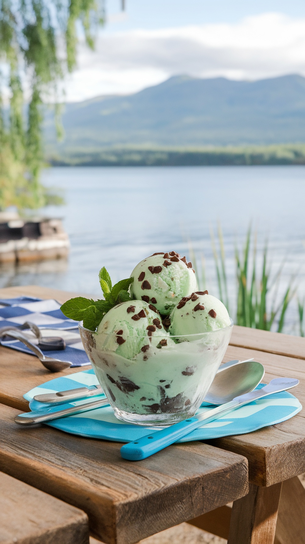 Mint Chocolate Chip Keto Ice Cream in a bowl