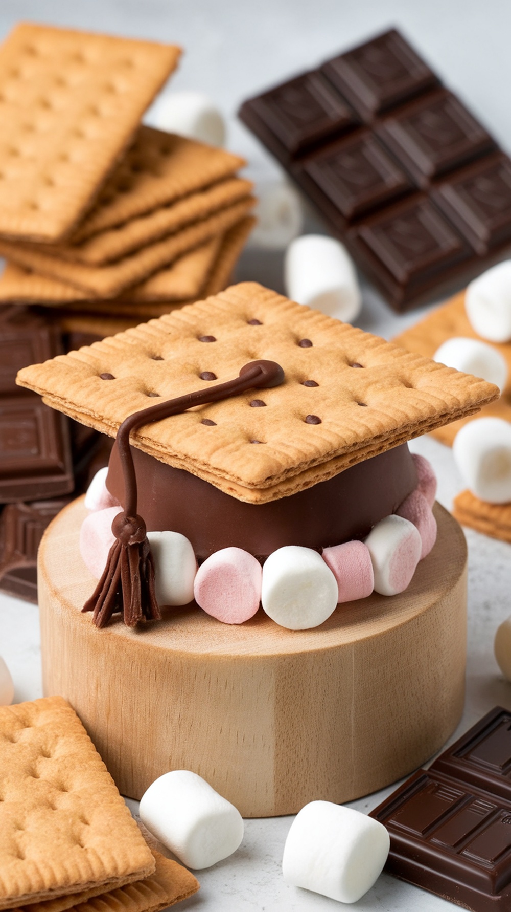 Delicious S'mores Graduation Treats decorated like graduation caps