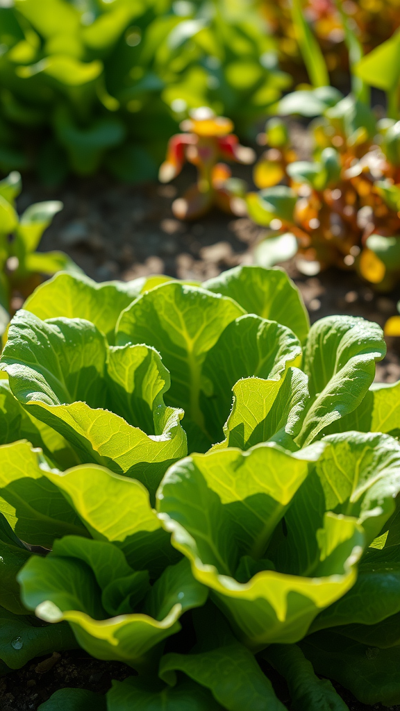 Fresh lettuce growing in a home vegetable garden