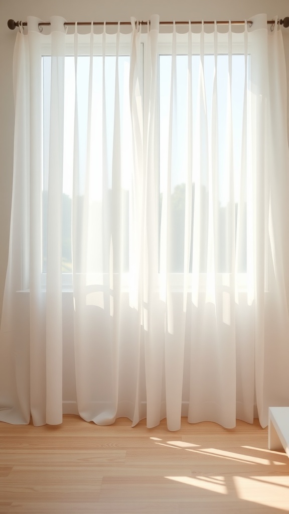 Sheer curtains by a window letting in natural light