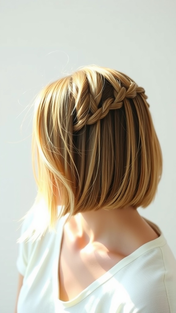 A bob hairstyle featuring braids and highlights, showcasing a chic and modern look.
