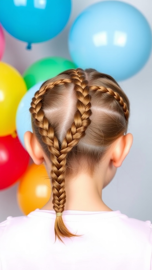 A girl with bubble braids and colorful balloons in the background.