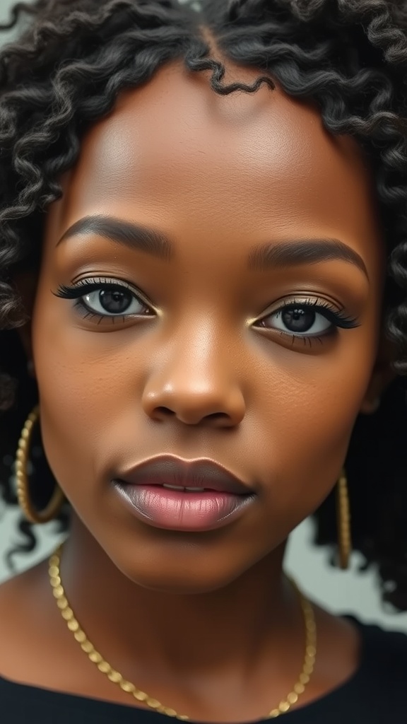 A close-up of a person with defined 3C curls styled in a twist-out, showing vibrant texture and shine.