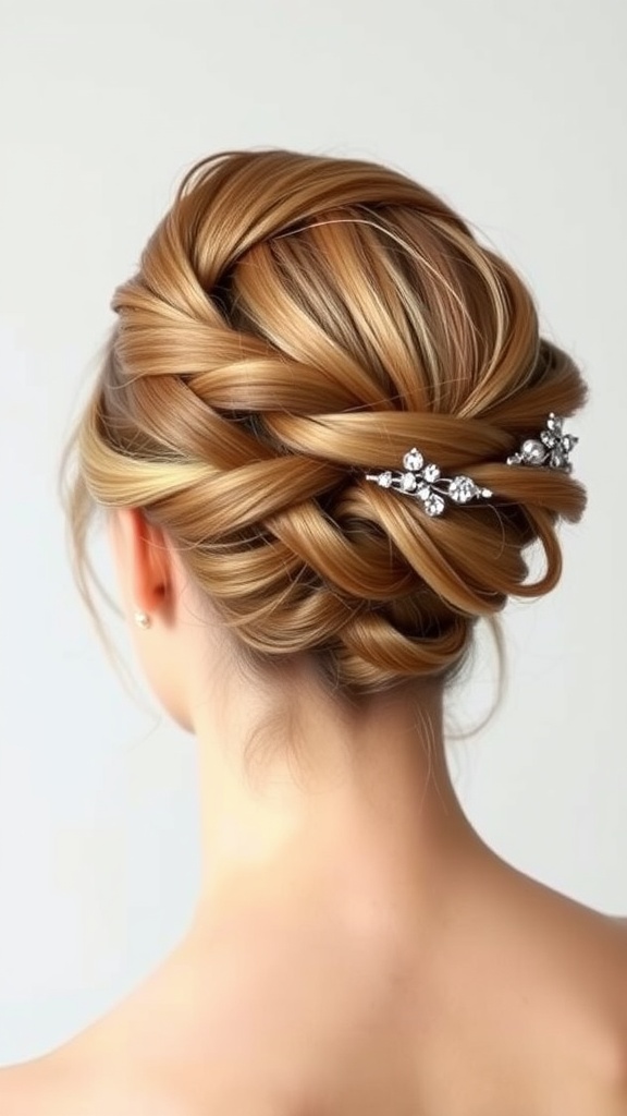 Elegant Twisted Updo hairstyle for medium length hair